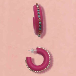 Pendientes Aro Equilibrio fucsia