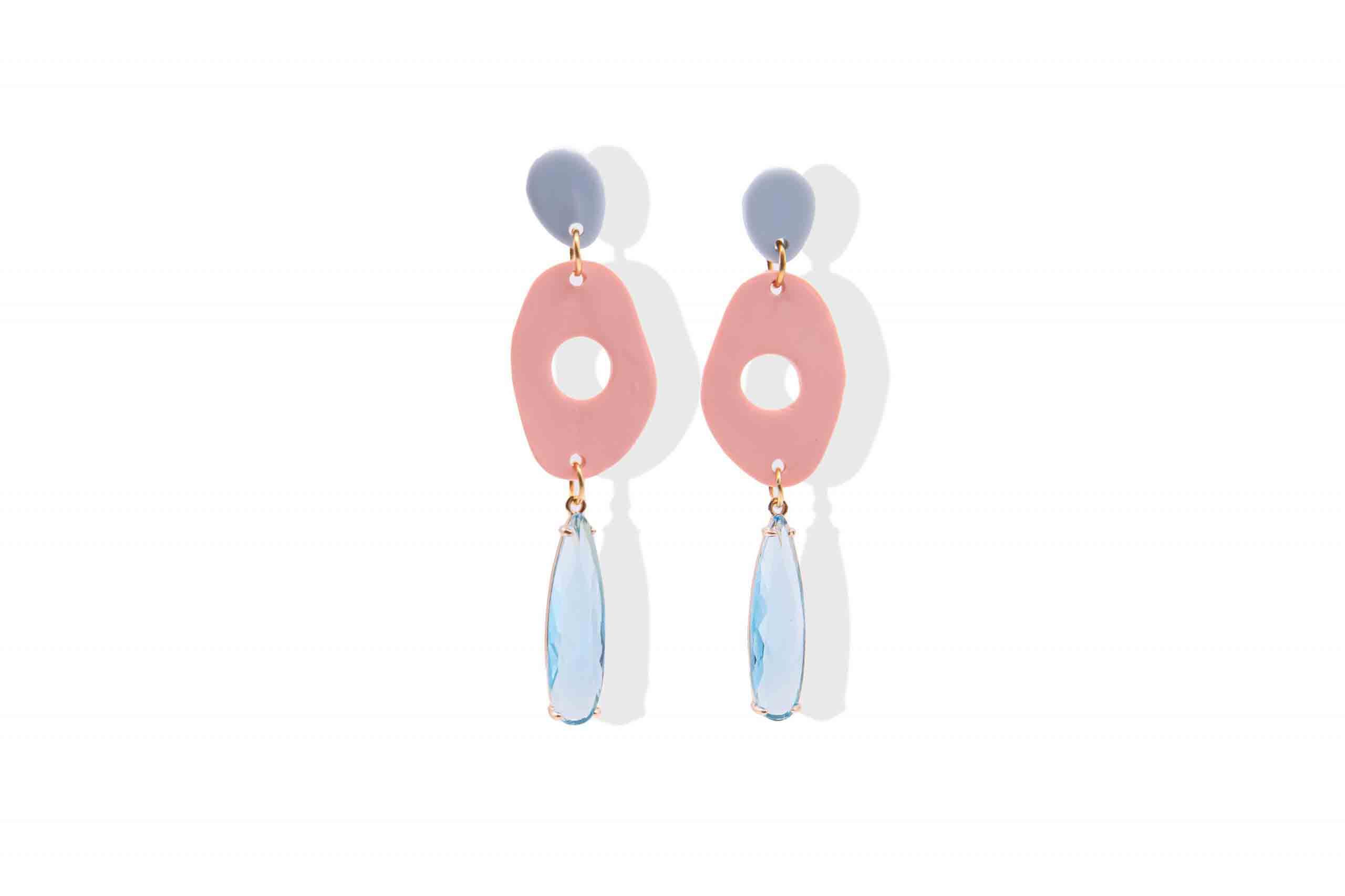 Pendientes Brave azul y coral pastel