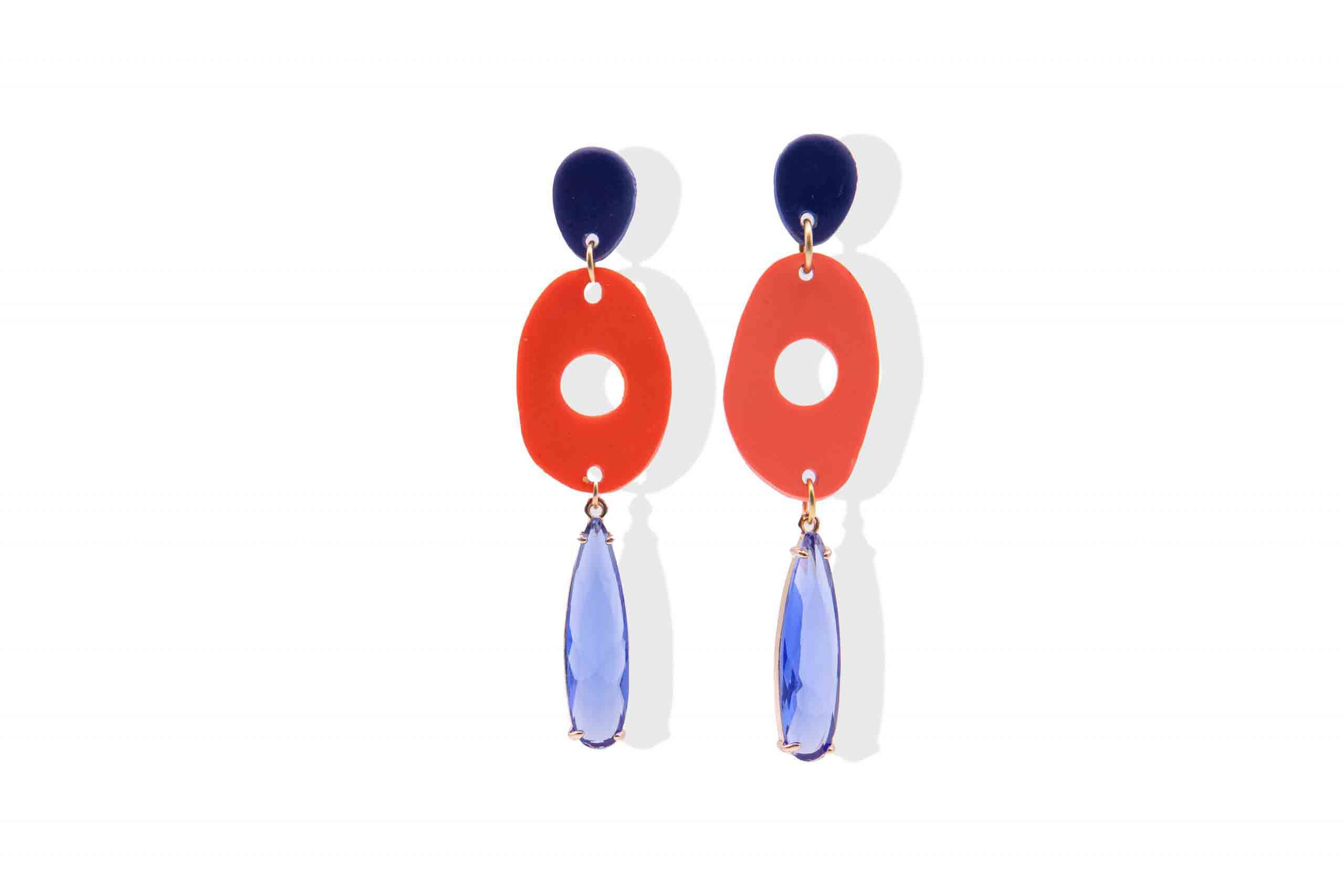 Pendientes Brave azul y naranja