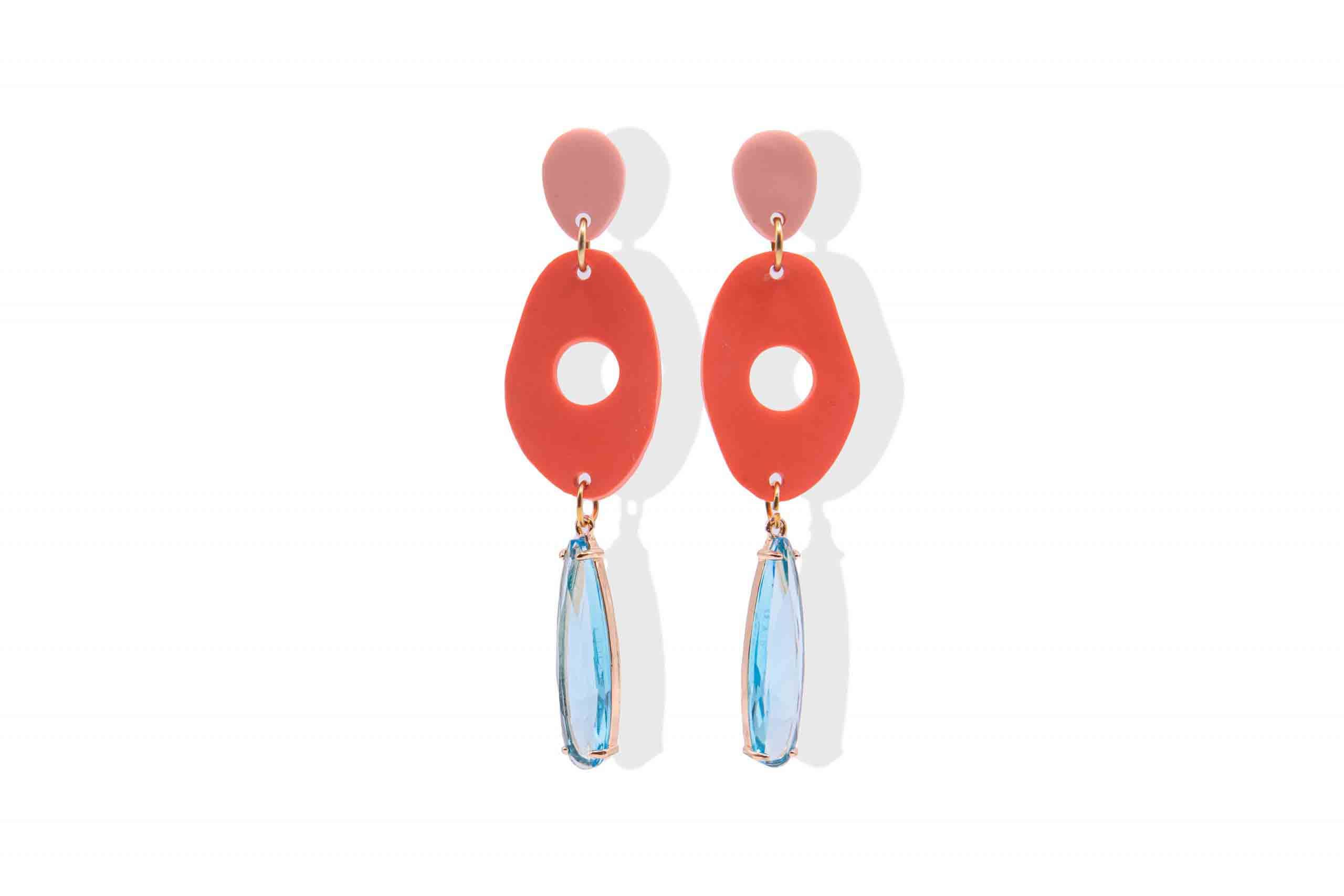 Pendientes Brave coral y naranja