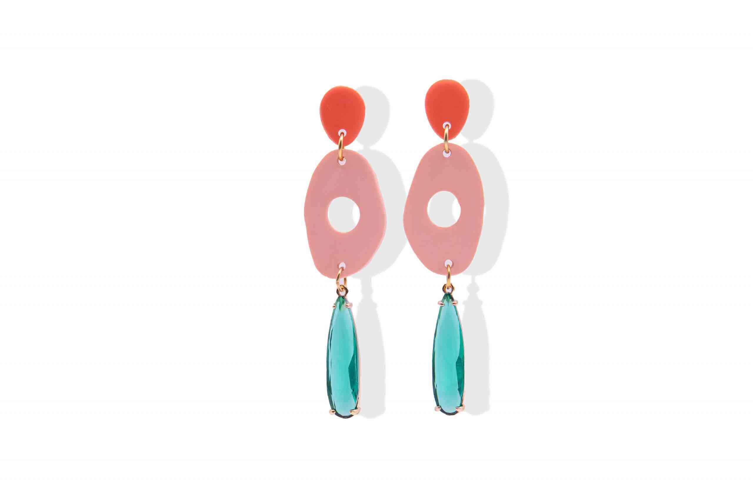Pendientes Brave naranja y coral