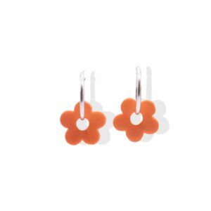 Pendientes Margarita naranja plata