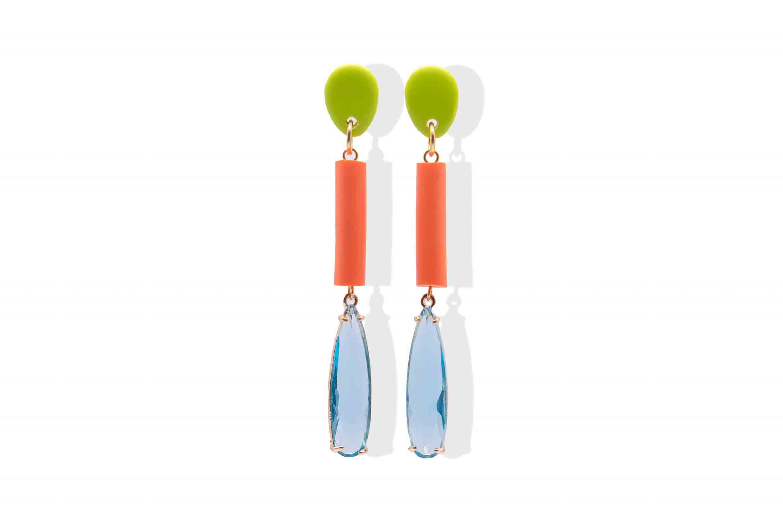 Pendientes Powerful lima y naranja