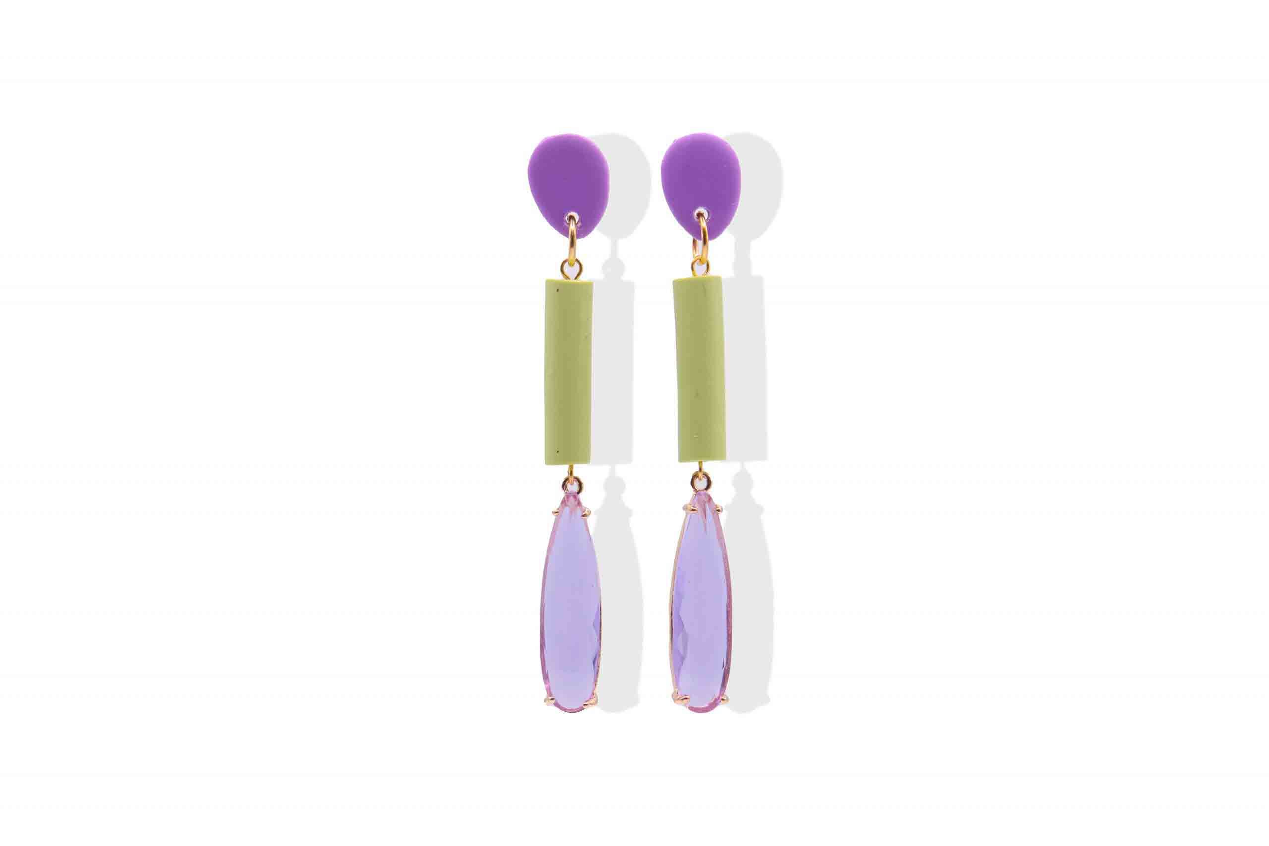 Pendientes Powerful morado y verde