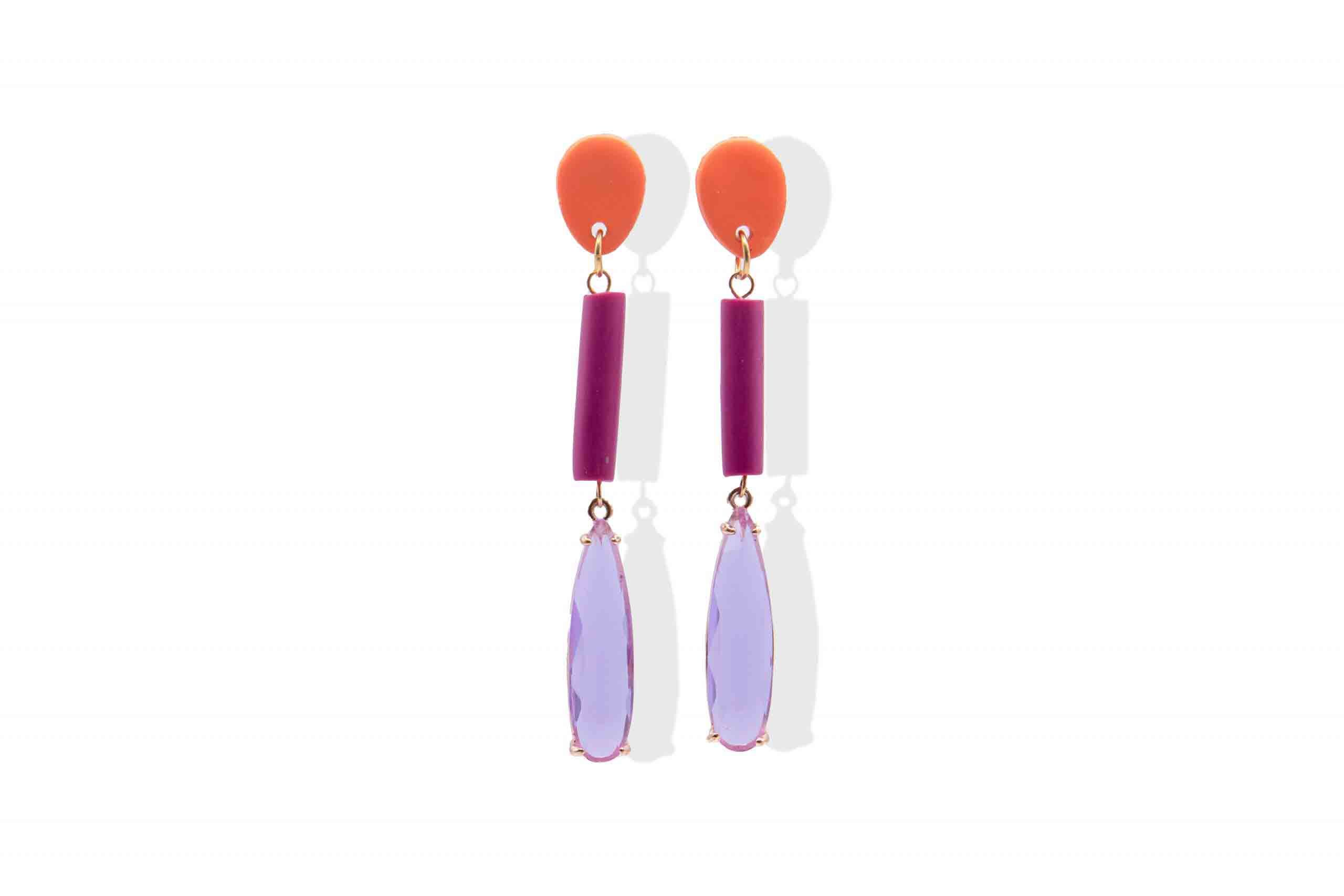 Pendientes Powerful naranja y malva