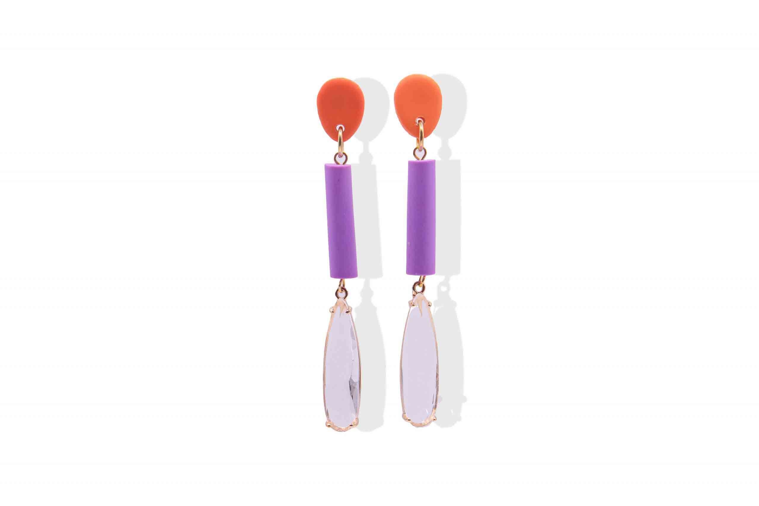 Pendientes Powerful naranja y morado