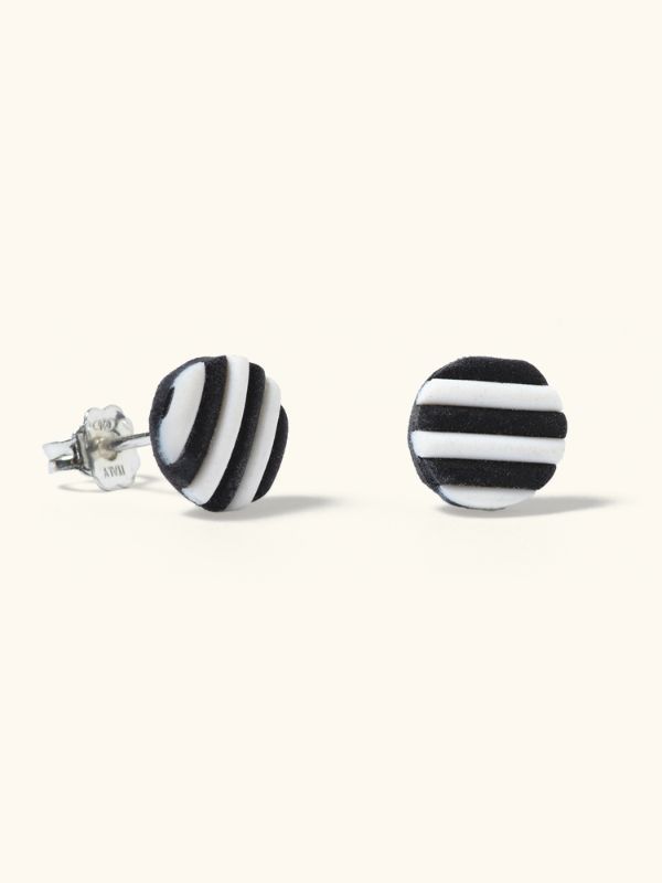 Pendientes Rayada Mini blanco y negro