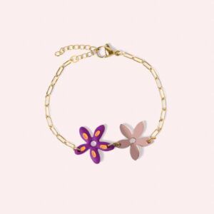 Pulsera flor dúo rosa