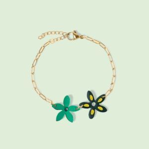 Pulsera flor dúo verde